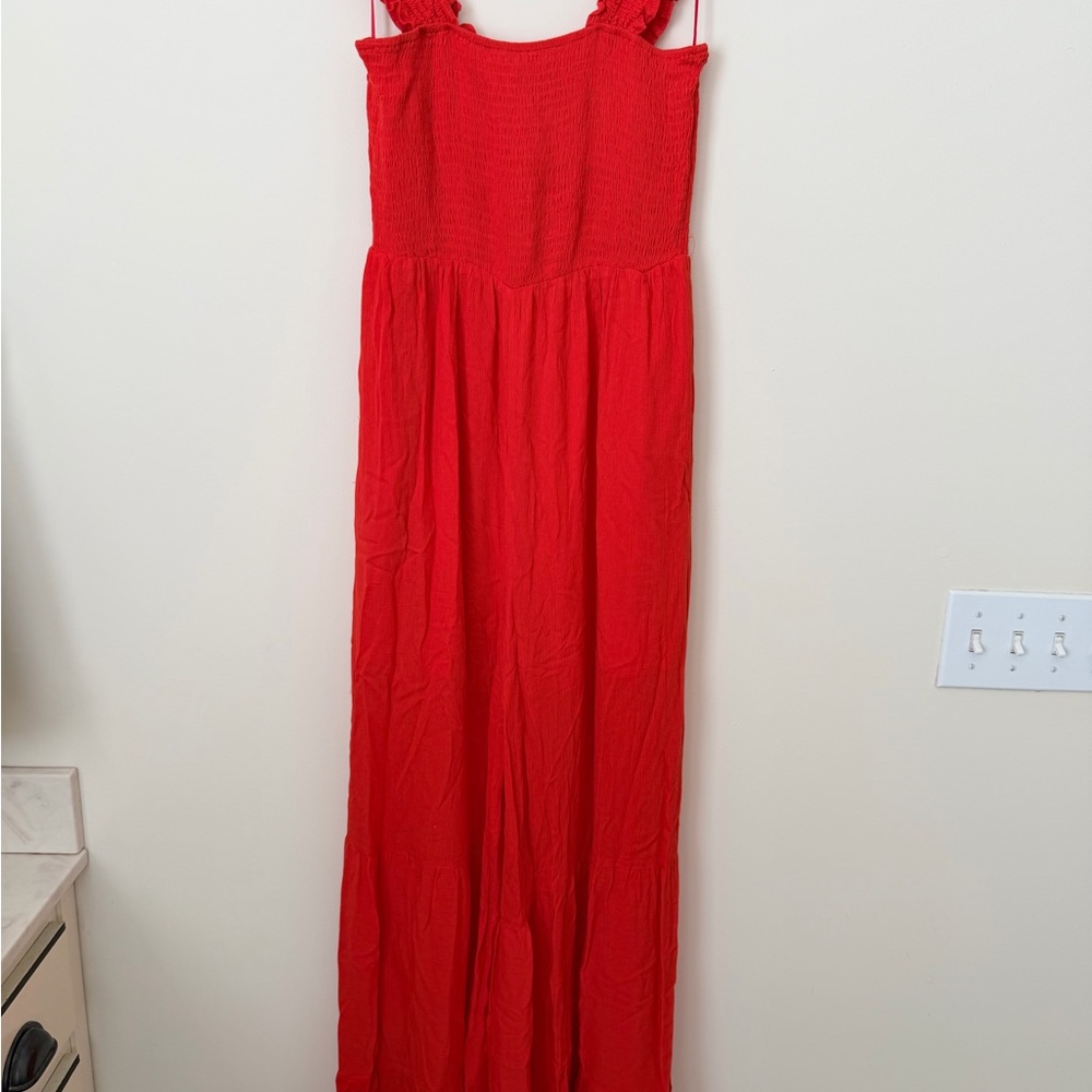 DAVI & DANI Vibrant Red Textured Romper